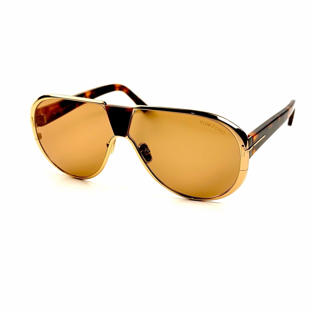 Tom Ford TF 1072 30E Vincenzo Gold Frame Tortoiseshell  Sunglasses Brown Lenses - Picture 4 of 8
